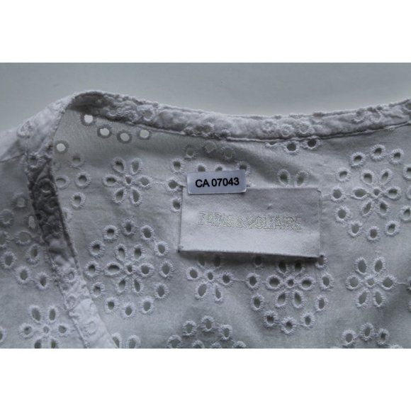 Zadig & Voltaire Rili Eyelet Ruffle Dress White / Size XS Cotton Tiered - Picture 6 of 7